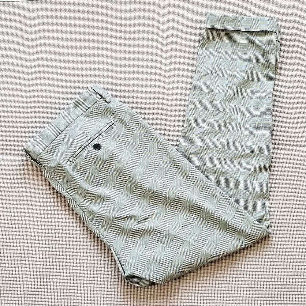 H&M Gray Prince of Wales Plaid Pants 34 GUC